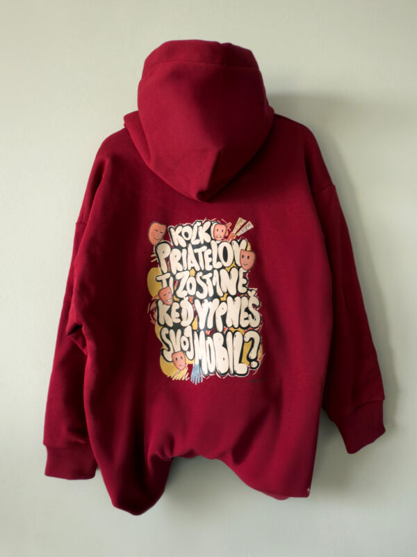 Unisex oversize mikina – Priatelia (bordová)